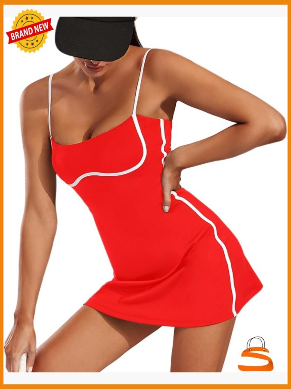 Sleeveless Tennis Dress with Built-in Bra & Shorts Pockets